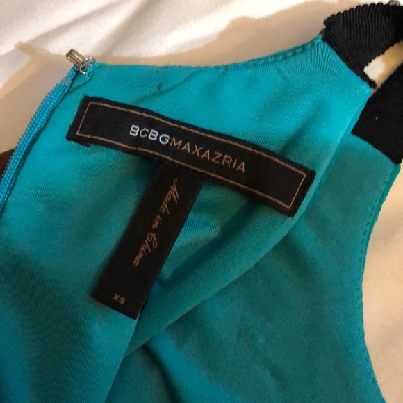 BCBCMAXAZRIA Blue-green sleeveless ruffle dress. - Picture 3 of 4